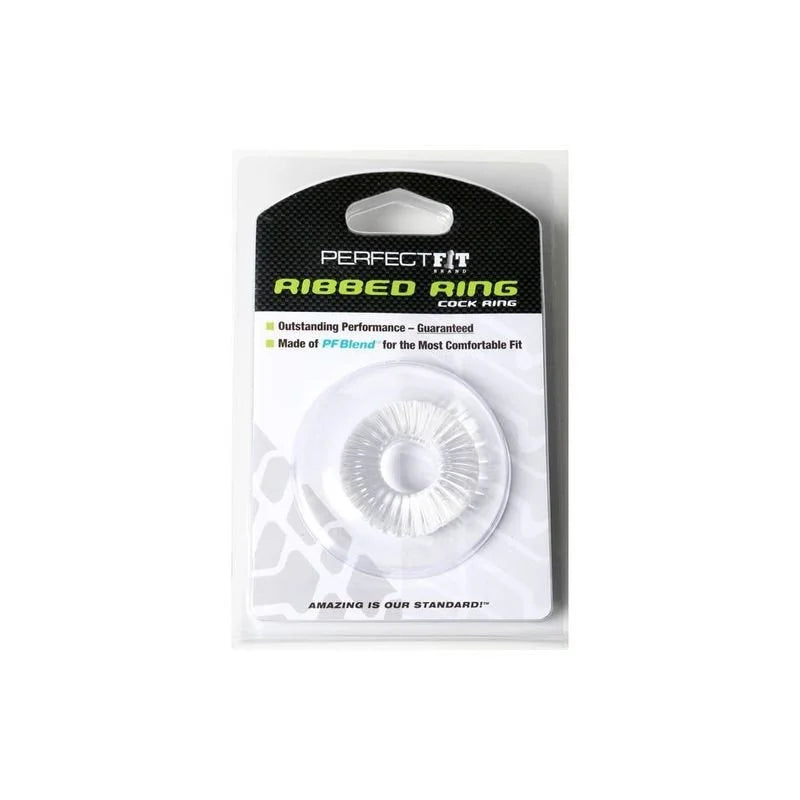 Perfect Fit Ribbed Cock Ring - Clear
