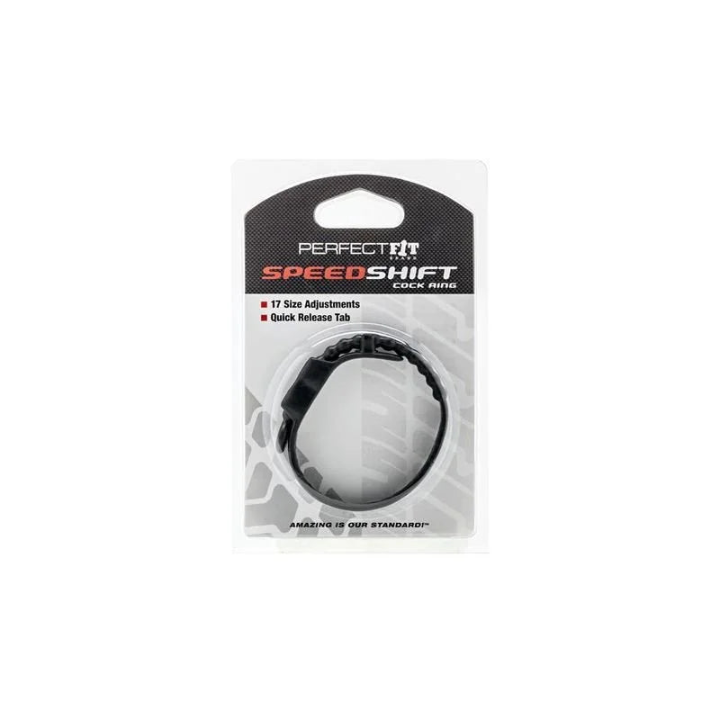 Perfect Fit Speed Shift Black Cock Ring - Black