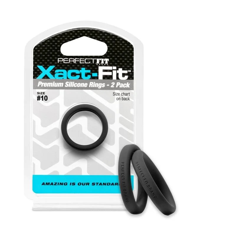 Perfect Fit Xact-Fit #10 1" 2 Pack Cock Ring - Black
