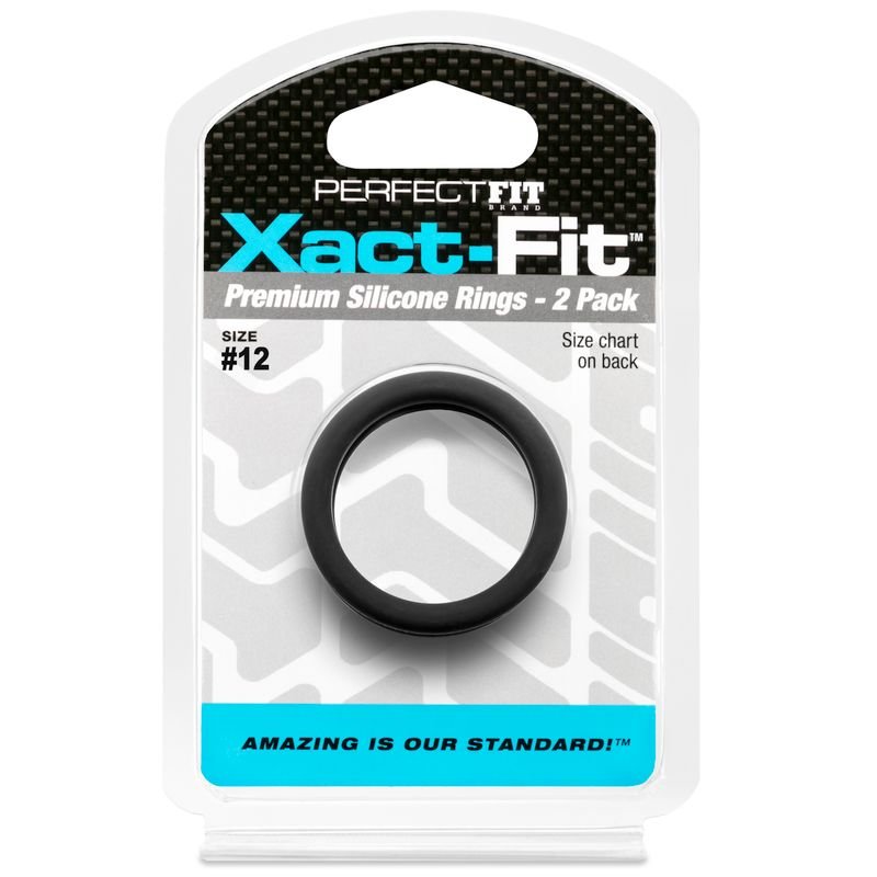 Perfect Fit Xact-Fit #12 1.2" 2 Pack Cock Ring - Black