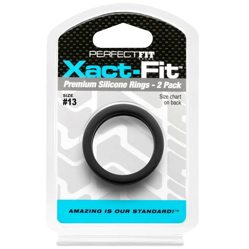 Perfect Fit Xact-Fit #13 1.3" 2 Pack Cock Ring - Black