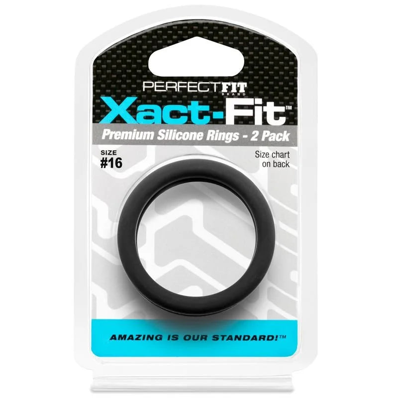 Perfect Fit Xact-Fit #16 1.6" 2 Pack Cock Ring - Black