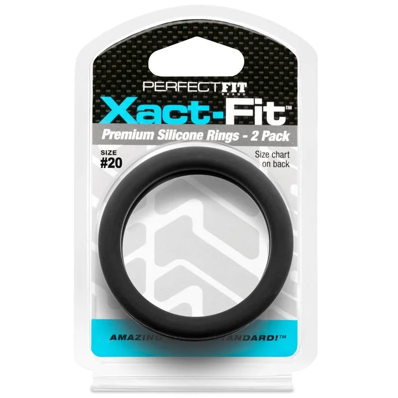 Perfect Fit Xact-Fit #20 2" 2 Pack Cock Ring - Black