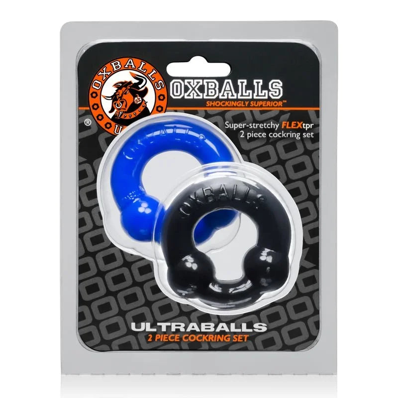 OxBalls Ultraballs Cock Rings 2 Pack - Blue & Black