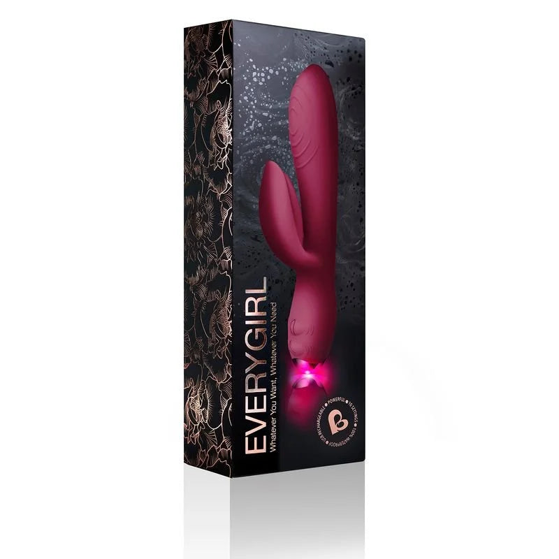 Rocks Off Every Girl Rabbit Vibrator Burgundy - Red