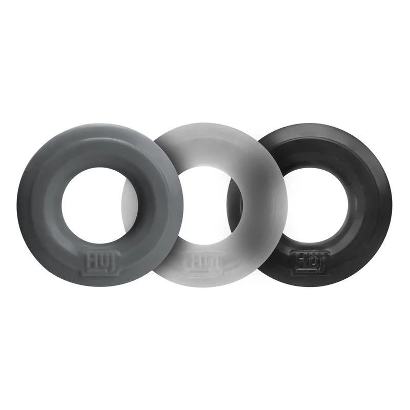HUJ3 Cock Rings by Hunkyjunk 3 Pack - Grey