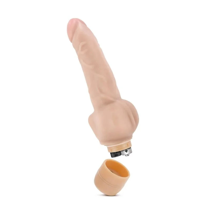 Dr Skin Cock Vibe 12 Vibrating Cock Beige Anal Plug 8" - Beige