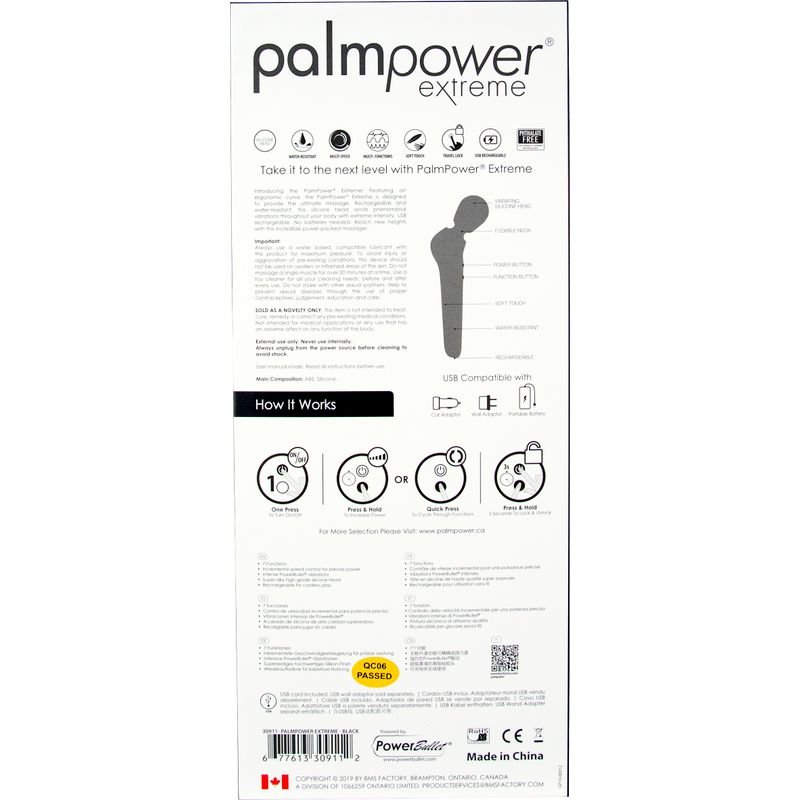 PalmPower Extreme Rechargable Wand - Black