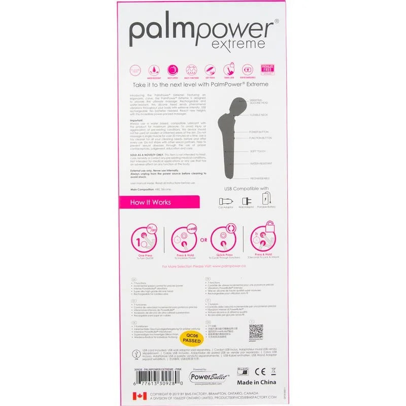PalmPower Extreme Rechargable Wand - Pink