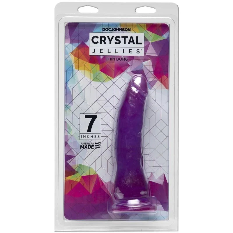 Crystal Jellies Thin Dildo 7" - Purple