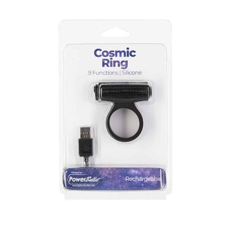 PowerBullet Power Bullet Cosmic Cock Ring w Bullet - Black