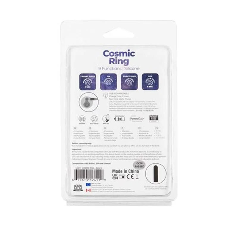 PowerBullet Power Bullet Cosmic Cock Ring w Bullet - Black