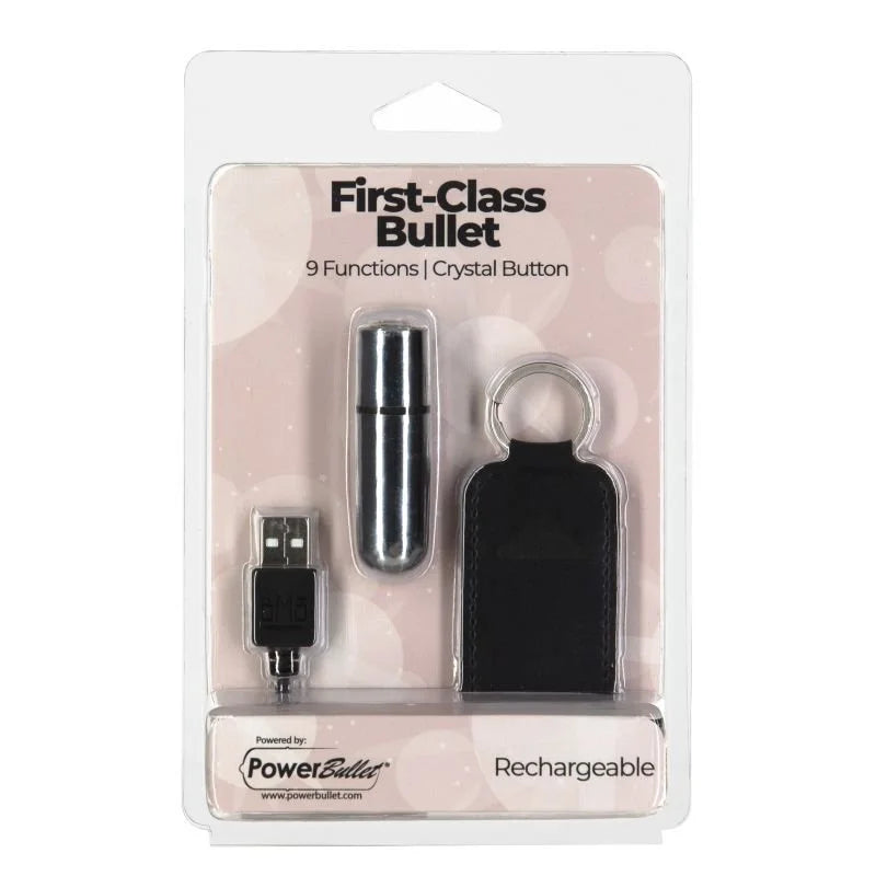 PowerBullet Power Bullet First Class 6cm Rechargeable w Crystal - Silver
