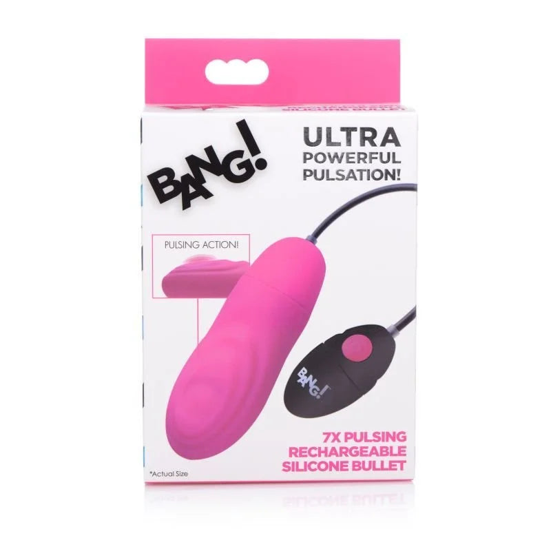 Bang 7X Pulsing Rechargeable Vibrating Bullet - Pink