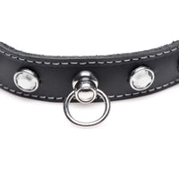 Master Series Bling Vixen Leather Choker w Rhinestones - Clear