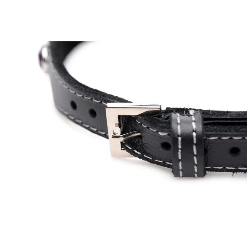 Master Series Bling Vixen Leather Choker w Rhinestones - Clear
