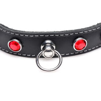 Master Series Bling Vixen Leather Choker w Rhinestones - Red