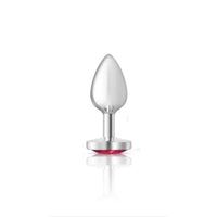Cheeky Charms Silver Metal Butt Plug w Heart Pink Jewel Small - Silver