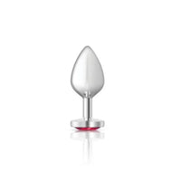 Cheeky Charms Silver Metal Butt Plug w Heart Pink Jewel Medium - Silver
