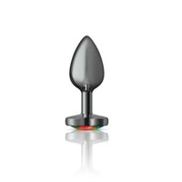 Cheeky Charms Gunmetal Butt Plug w Heart Rainbow Jewel Small - Gun Metal