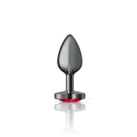 Cheeky Charms Gunmetal Butt Plug w Heart Red Jewel Small - Gun Metal