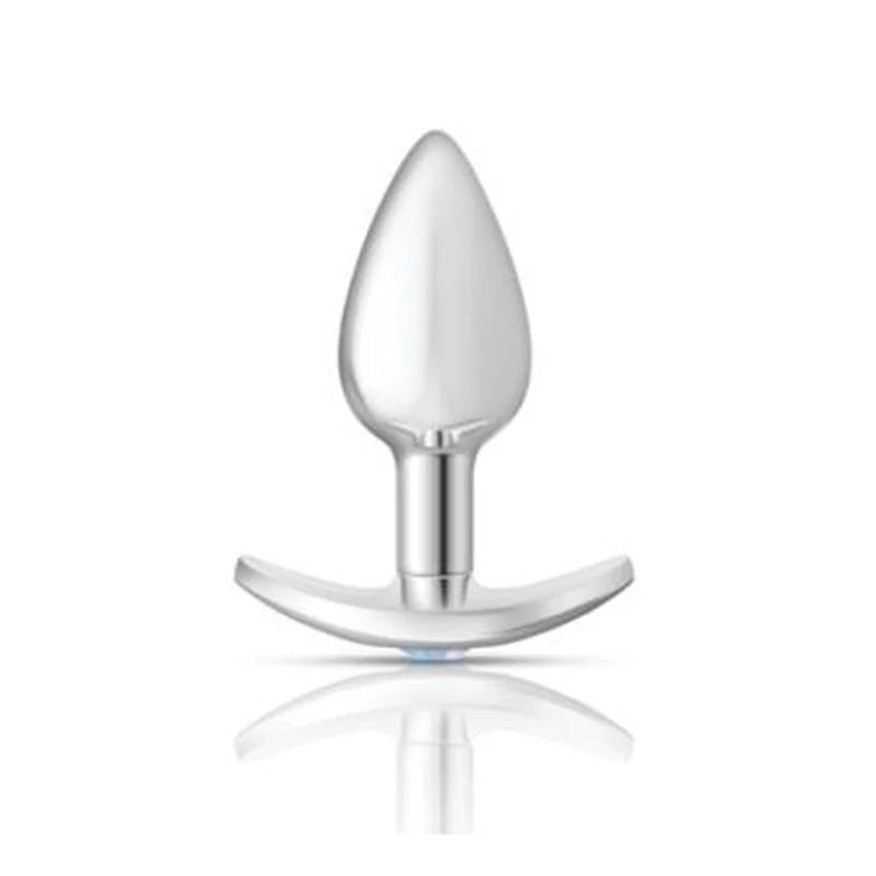 Cheeky Charms Silver Anchor Butt Plug  w Clear and Teal Jewel Kit  - Silver