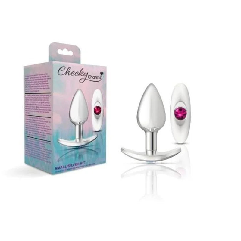 Cheeky Charms Silver Anchor Butt Plug  w Clear and Teal Jewel Kit  - Silver