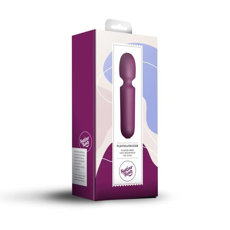 Rocks Off SugarBoo Playful Passion Wand Vibe Burgundy Vibrator - Burgundy