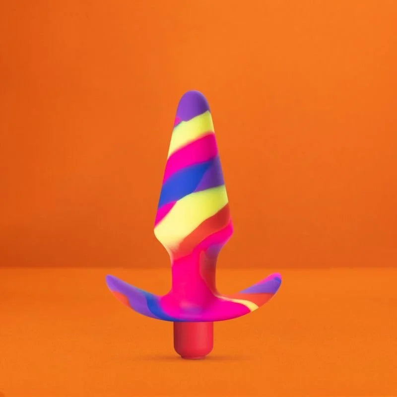 Avant Free Spirit Scarlet Silicone Vibrating Butt Plug - Rainbow