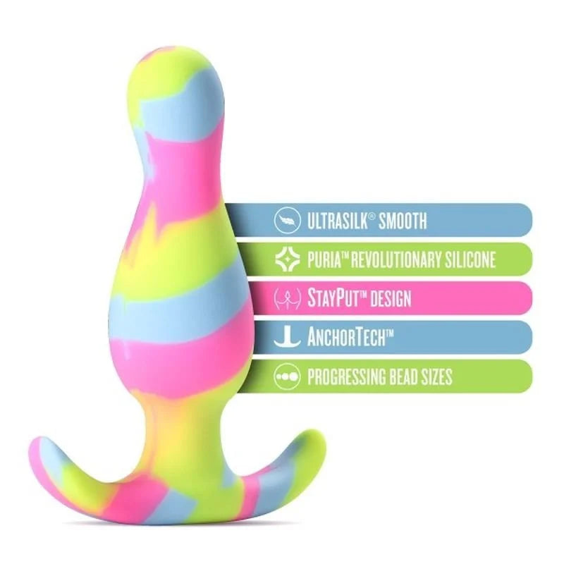 Avant Kaleido Lime Silicone Butt Plug - Rainbow