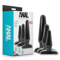Anal Adventures Basic Plug 3 Piece Kit - Black