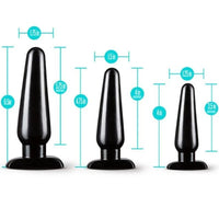Anal Adventures Basic Plug 3 Piece Kit - Black