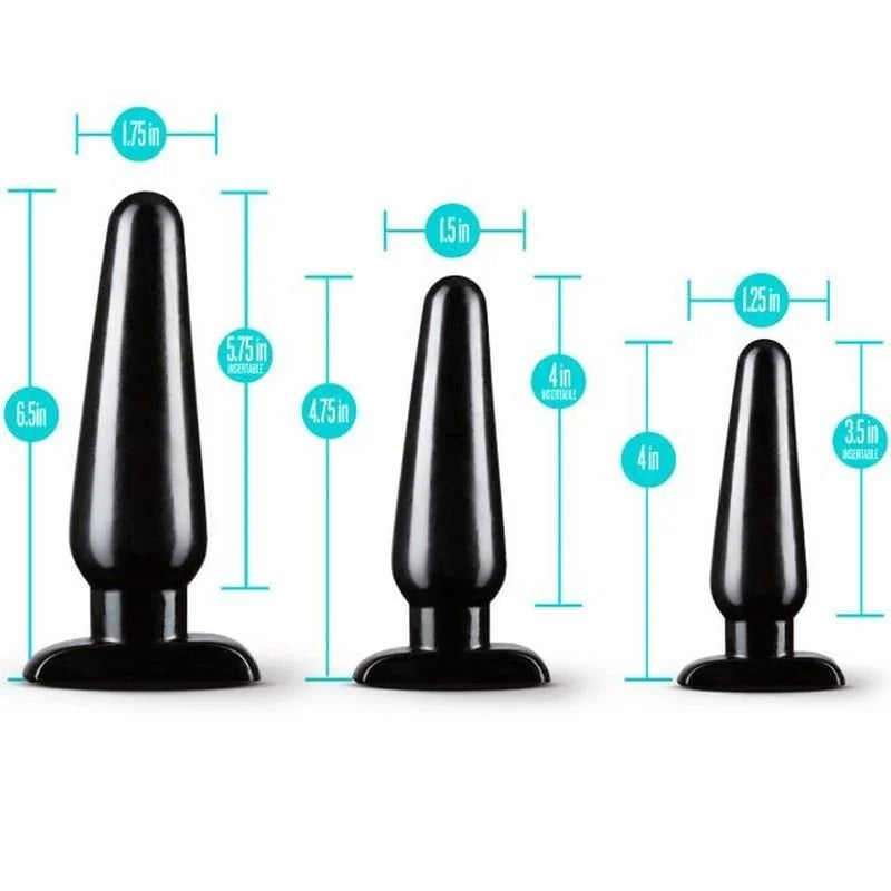 Anal Adventures Basic Plug 3 Piece Kit - Black