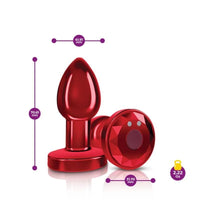 Cheeky Charms Red Rechargeable Vibrating Metal Butt Plug w Remote Small - Red