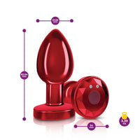 Cheeky Charms Red Rechargeable Vibrating Metal Butt Plug w Remote Medium - Red