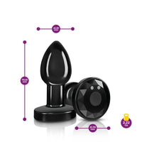 Cheeky Charms Rechargeable Vibrating Metal Butt Plug w Remote Small - Gun Metal