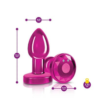 Cheeky Charms Pink Rechargeable Vibrating Metal Butt Plug w Remote Small - Pink