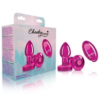 Cheeky Charms Pink Rechargeable Vibrating Metal Butt Plug w Remote Small - Pink