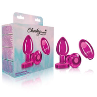 Cheeky Charms Pink Rechargeable Vibrating Metal Butt Plug w Remote Medium - Pink