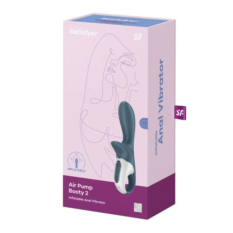 Satisfyer Air Pump Booty 2 Inflatable Anal Vibrator 7" - Grey