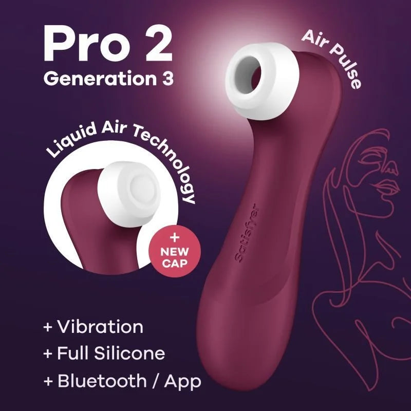 Satisfyer Pro 2 Gen 3 App Control Clitoral Stimulator - Wine Red