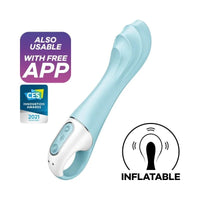 Satisfyer Air Pump 5+ App Compatible Inflatable G Spot Vibrator 8" - Blue