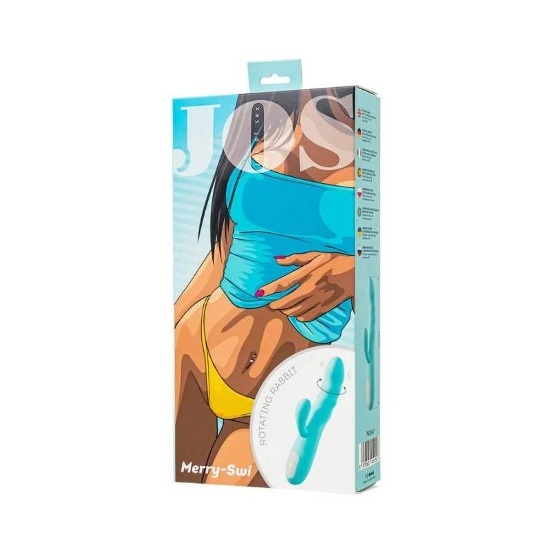 JOS Merry Swirl Rotating Shaft Rabbit Vibrator Blue - Blue
