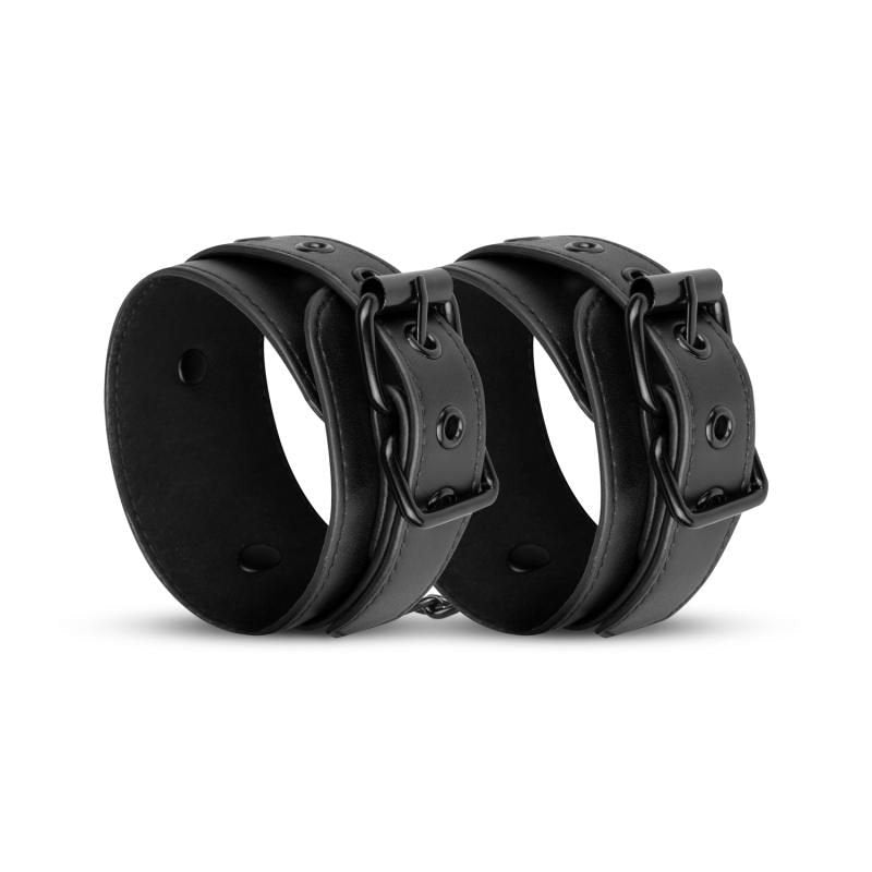 Bedroom Fantasies Faux Leather Handcuffs - Black