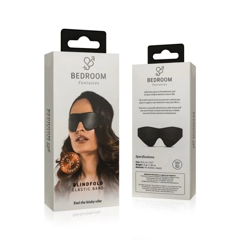 Bedroom Fantasies Faux Leather Blindfold - Black