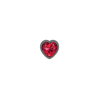 Cheeky Charms Round Metal Butt Plug Gunmetal 3 Pack Kit w Dark Red Heart Jewel - Gun Metal