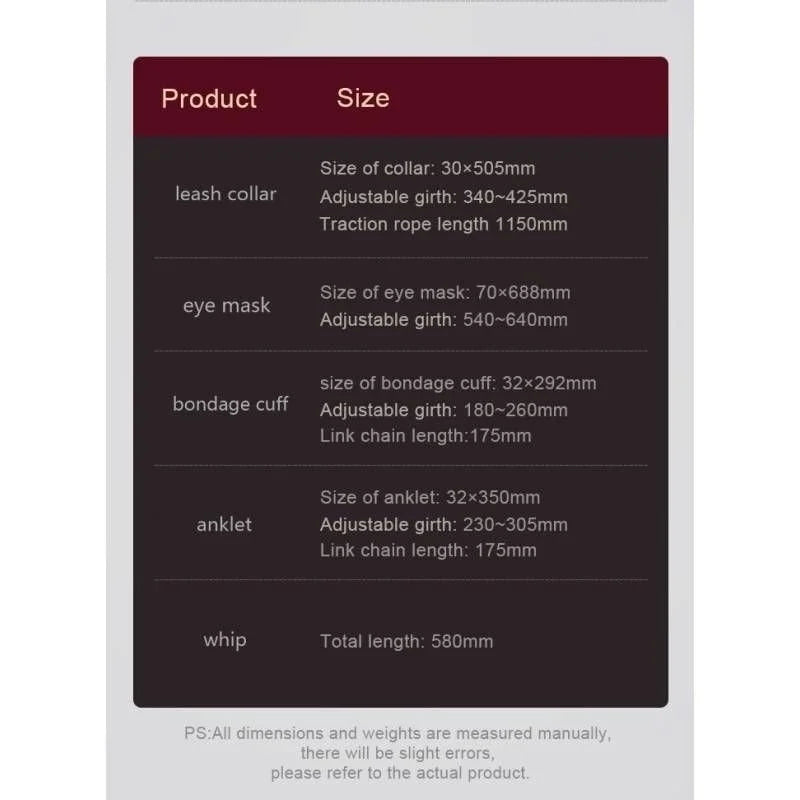 Daytona Deluxe Bondage Play Kit Burgundy Gold - 8 Piece Set