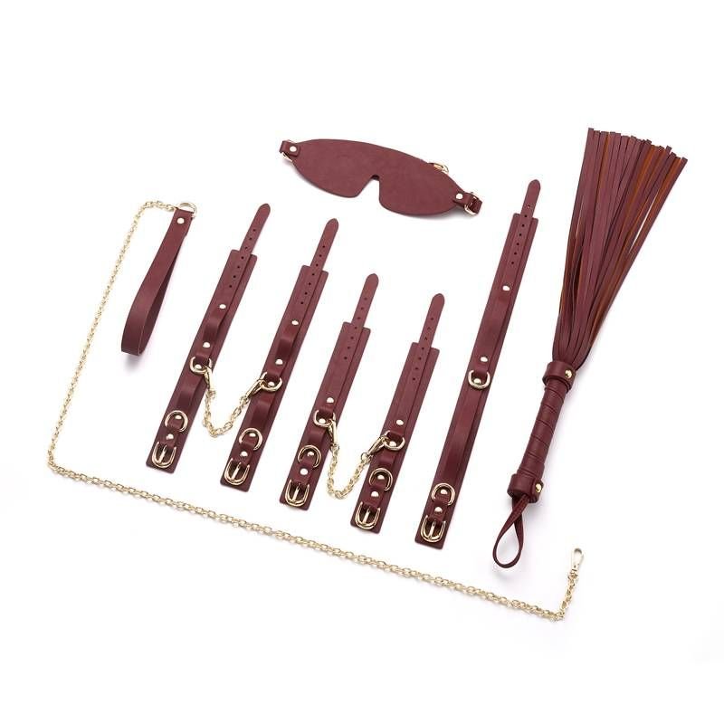 Daytona Deluxe Bondage Play Kit Burgundy Gold - 8 Piece Set