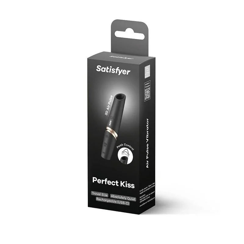 Satisfyer Perfect Kiss Air Pulse Clitoral Stimulator 4.7" - Black