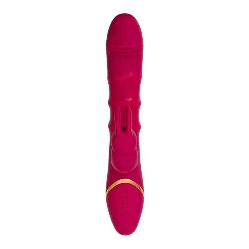 JOS Tenty Rabbit Vibrator with Moving Shaft Rings - Burgundy